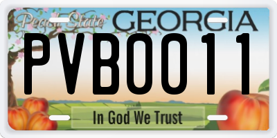 GA license plate PVB0011