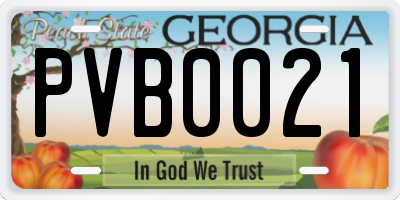 GA license plate PVB0021