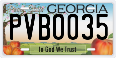 GA license plate PVB0035