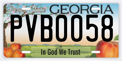GA license plate PVB0058