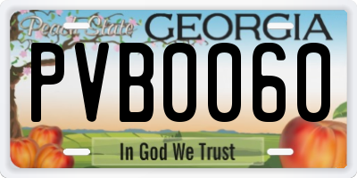GA license plate PVB0060