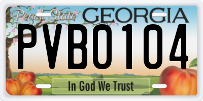 GA license plate PVB0104