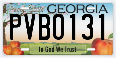 GA license plate PVB0131