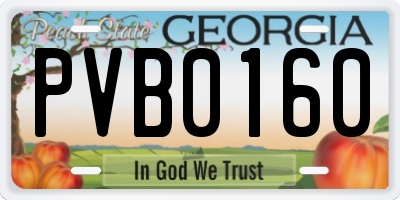 GA license plate PVB0160