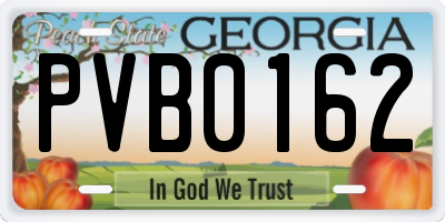 GA license plate PVB0162