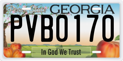 GA license plate PVB0170
