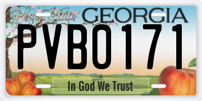 GA license plate PVB0171