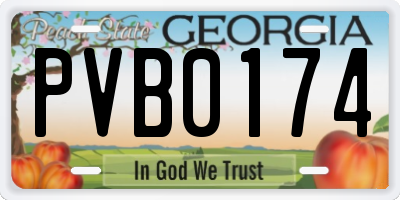 GA license plate PVB0174