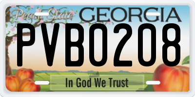 GA license plate PVB0208