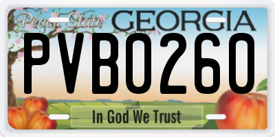 GA license plate PVB0260