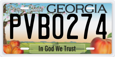 GA license plate PVB0274