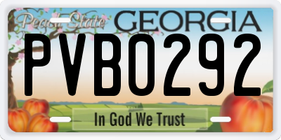 GA license plate PVB0292