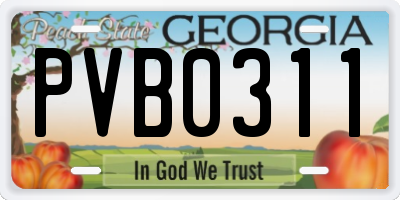 GA license plate PVB0311