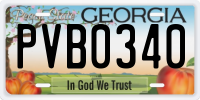 GA license plate PVB0340