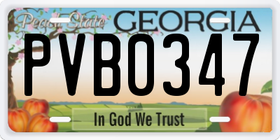 GA license plate PVB0347