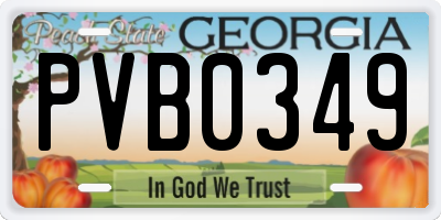 GA license plate PVB0349