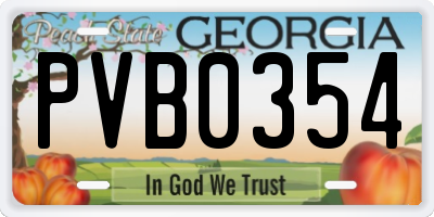 GA license plate PVB0354