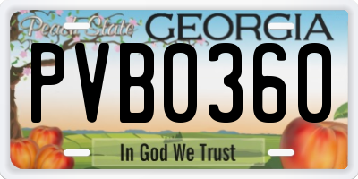 GA license plate PVB0360