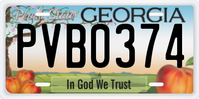 GA license plate PVB0374
