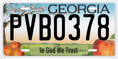 GA license plate PVB0378