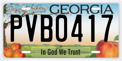 GA license plate PVB0417