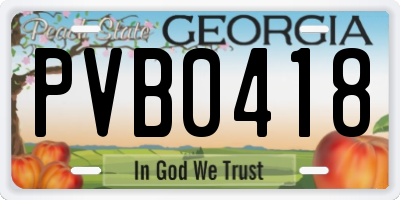 GA license plate PVB0418