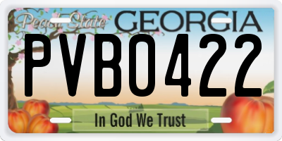 GA license plate PVB0422