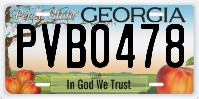 GA license plate PVB0478