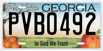 GA license plate PVB0492