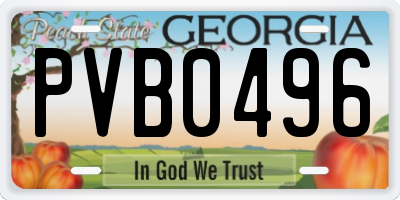 GA license plate PVB0496