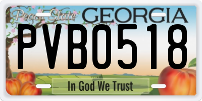 GA license plate PVB0518