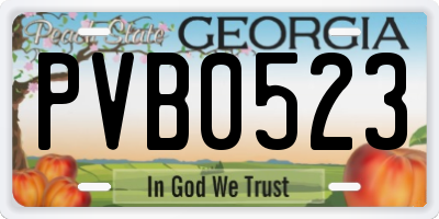 GA license plate PVB0523