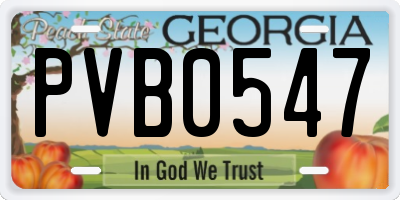 GA license plate PVB0547