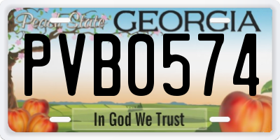 GA license plate PVB0574