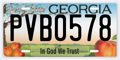 GA license plate PVB0578