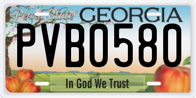 GA license plate PVB0580