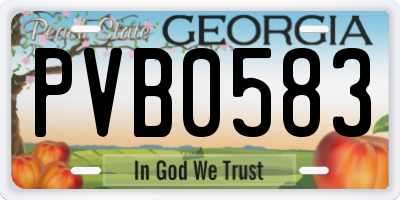 GA license plate PVB0583