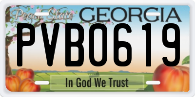 GA license plate PVB0619