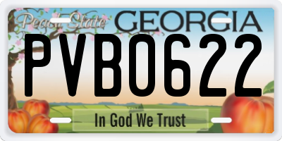GA license plate PVB0622