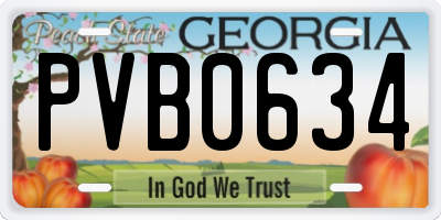 GA license plate PVB0634