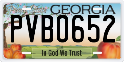 GA license plate PVB0652