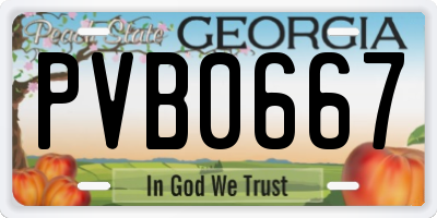 GA license plate PVB0667