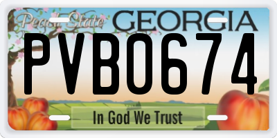 GA license plate PVB0674