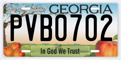 GA license plate PVB0702
