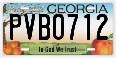 GA license plate PVB0712
