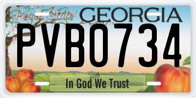 GA license plate PVB0734
