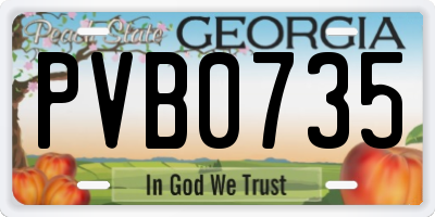 GA license plate PVB0735