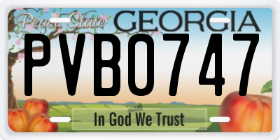 GA license plate PVB0747