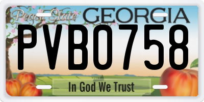 GA license plate PVB0758