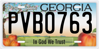 GA license plate PVB0763